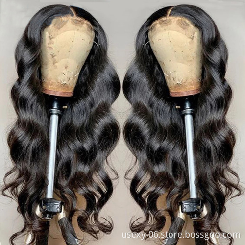 Usexy Natural Wave 13*4 Lace Frontal Human Virgin Hair Wigs Full Cuticle Aligned Unprocessed Indian Virgin Hair Wigs Body Wave